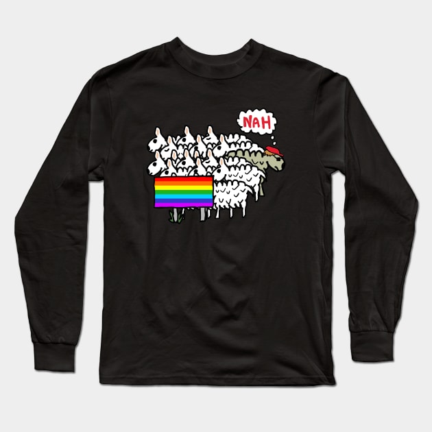 Anti Rainbow Sheep Long Sleeve T-Shirt by Mark Ewbie